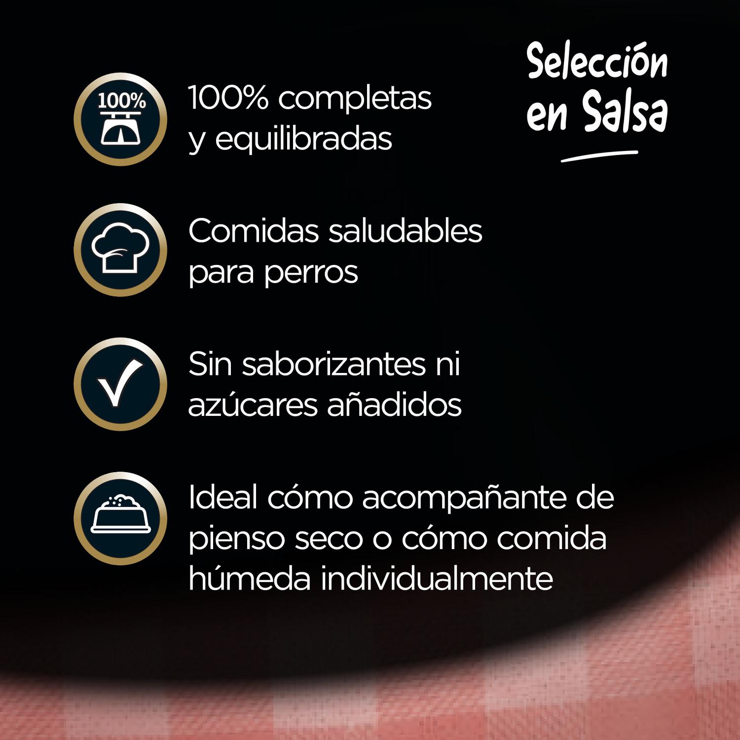 Comida húmeda selección carnes mixtas en salsa para perro Cesar pack de 4 unidades de 100 g.