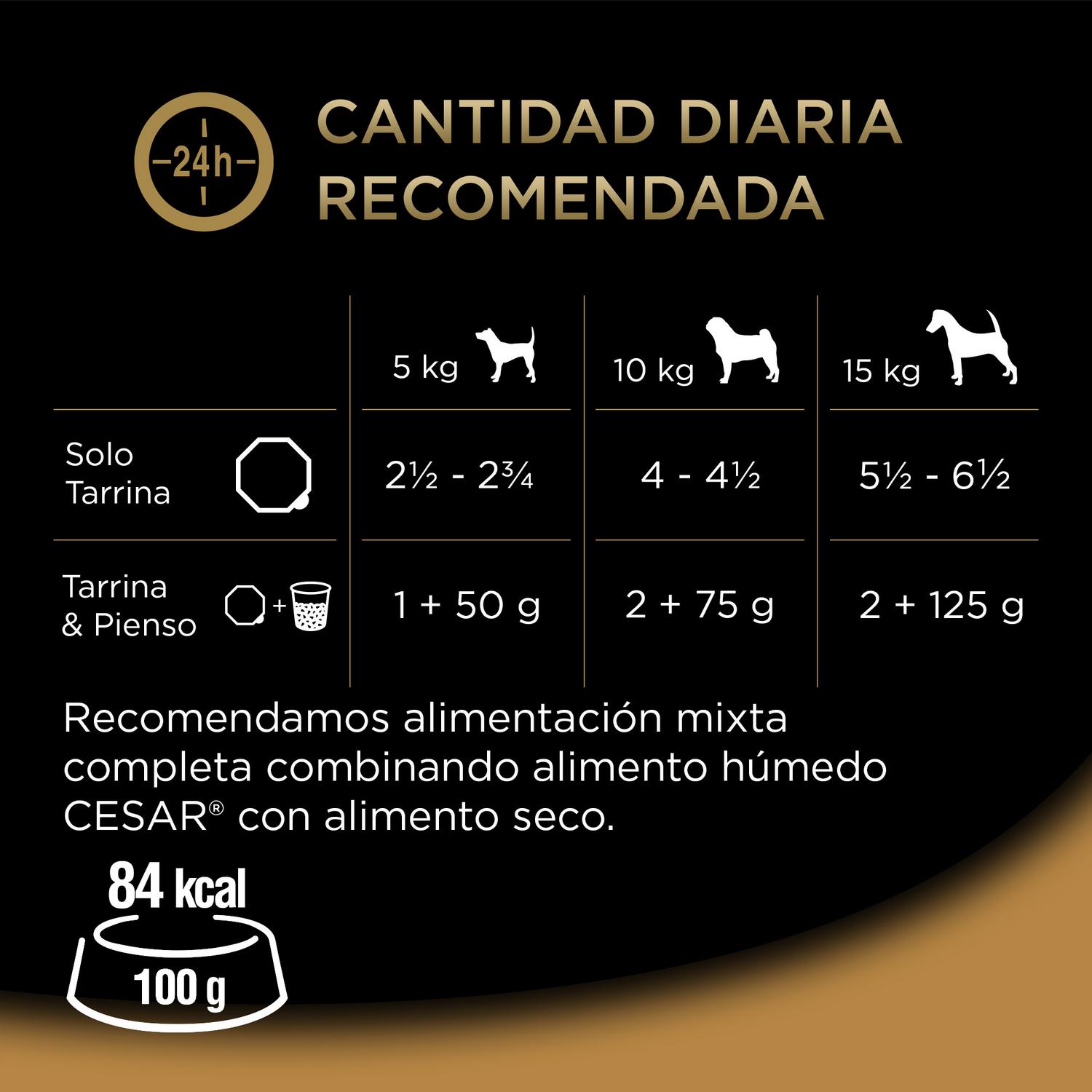 Comida húmeda selección recetas campesinas para perro Cesar pack de 8 unidades de 150 g.