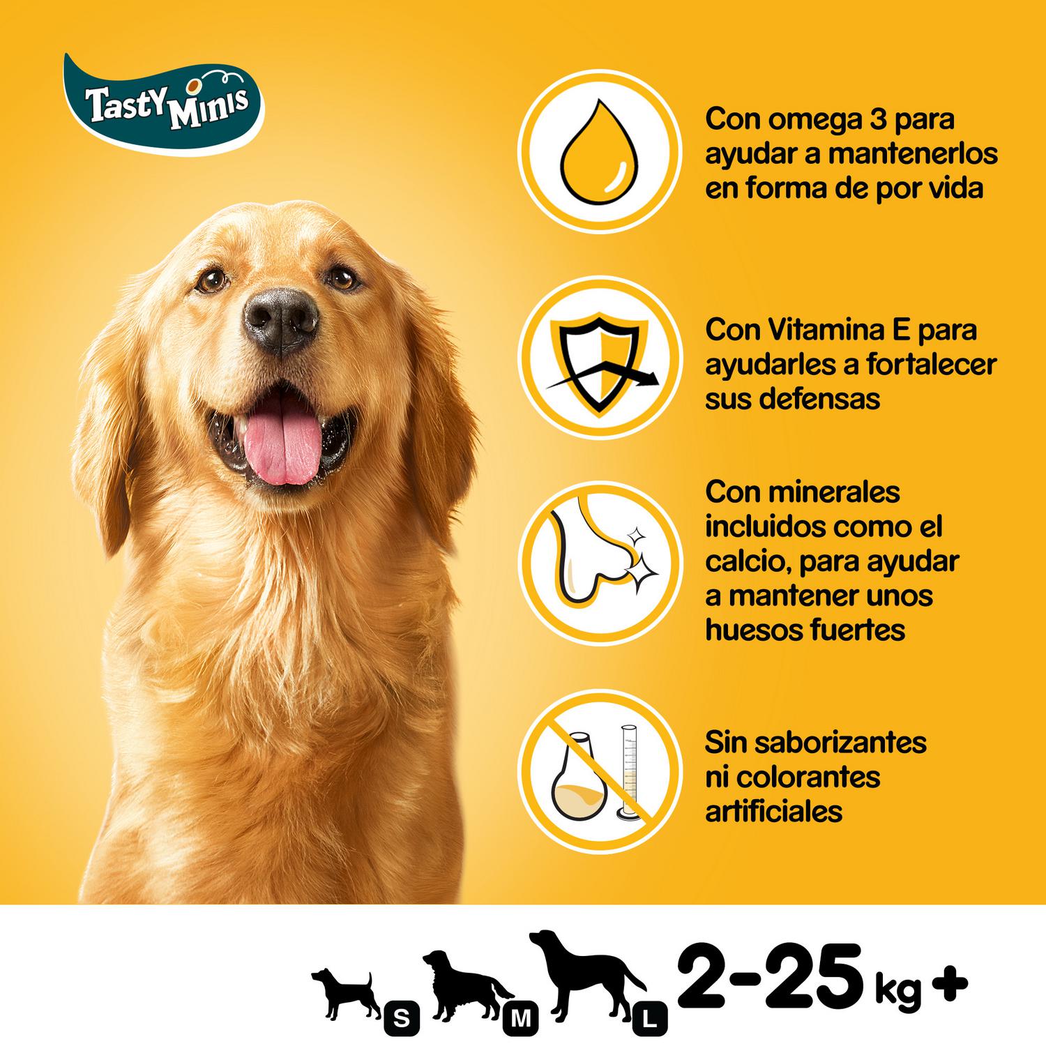 Snack de vacuno y queso para perro Pedigree Tasty Mini 140 g.