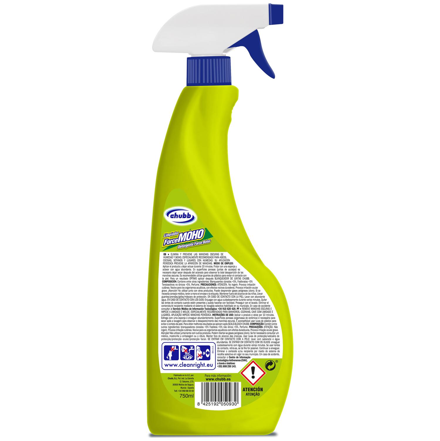 Limpiador de baño y cocinas force moho Chubb 750 ml.