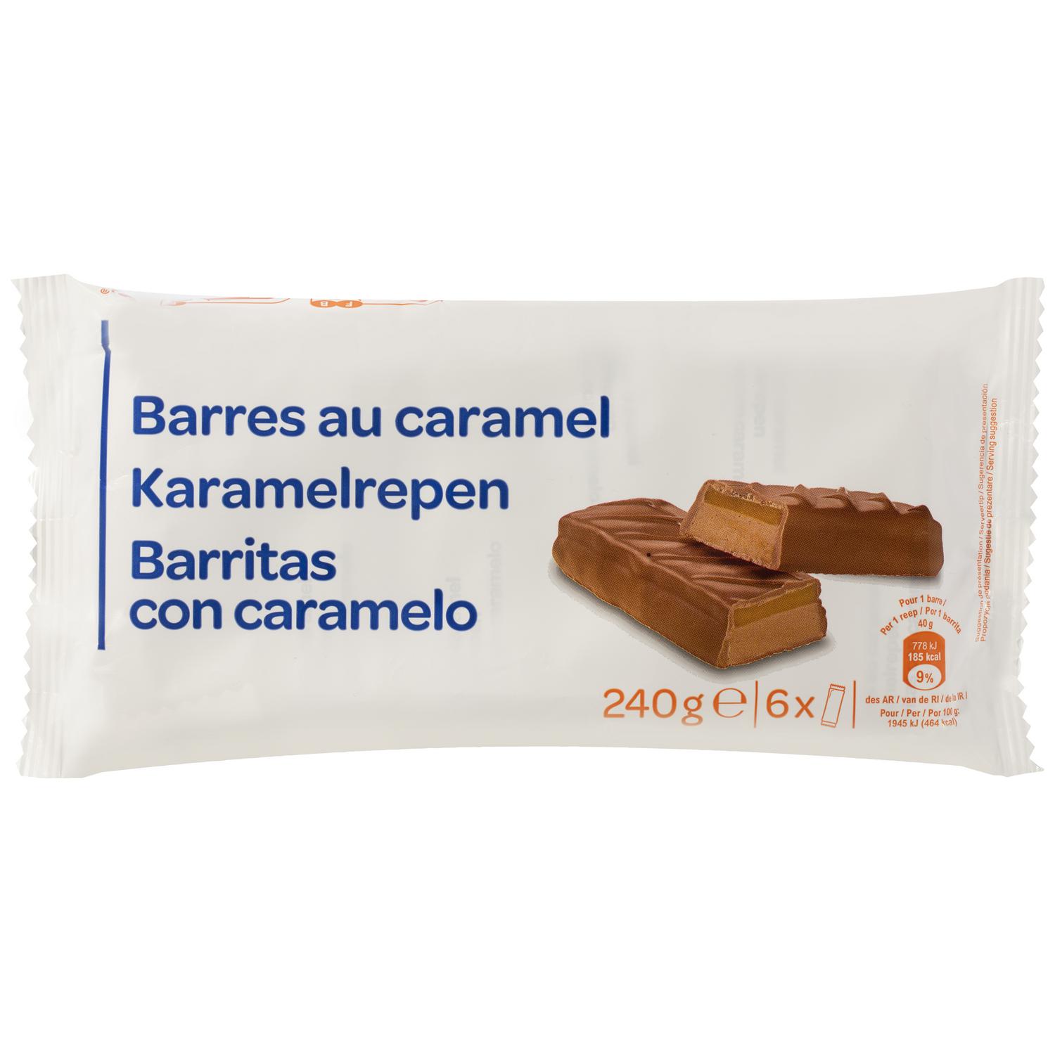 Barritas de chocolate rellenas de caramelo 240 g.