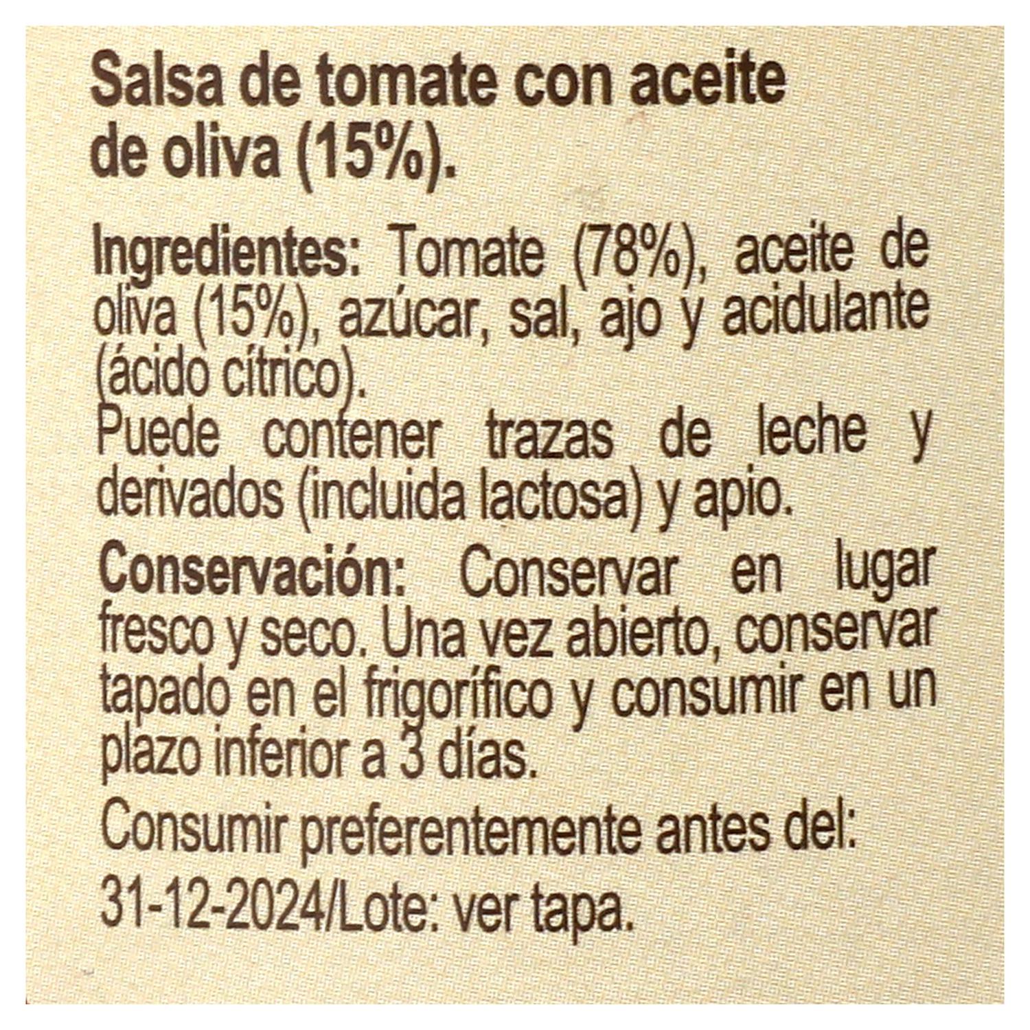 Salsa de tomate De la Abuela Carrefour tarro 300 g.