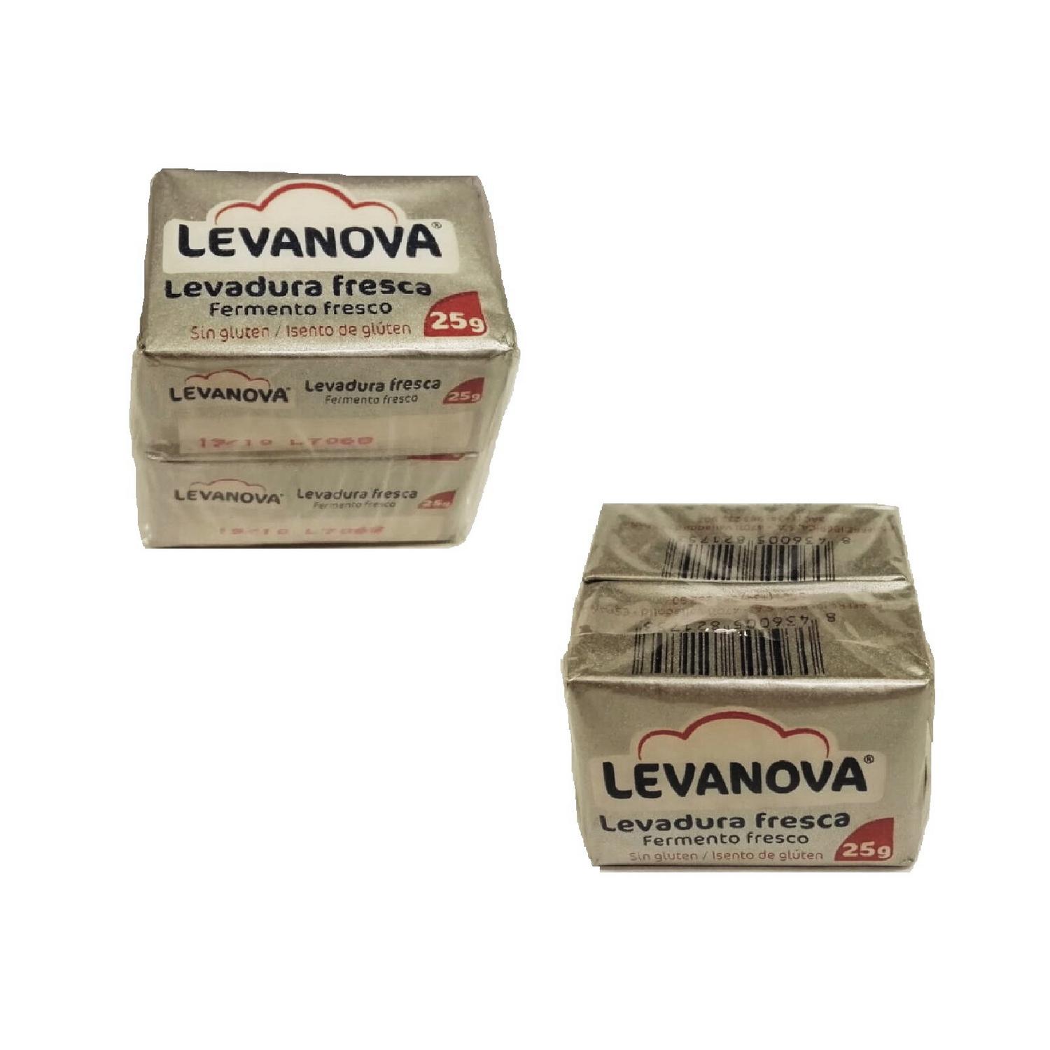 Levadura fresca Levanova sin gluten pack de 2 sobres de 25 g.