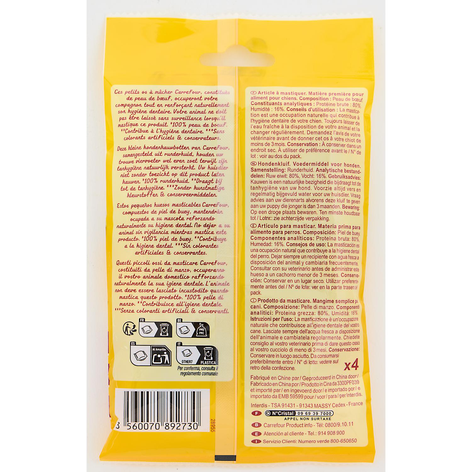 Snack hueso de masticar para perro mini Vitalive Chew Bones Carrefour Companino 4 ud