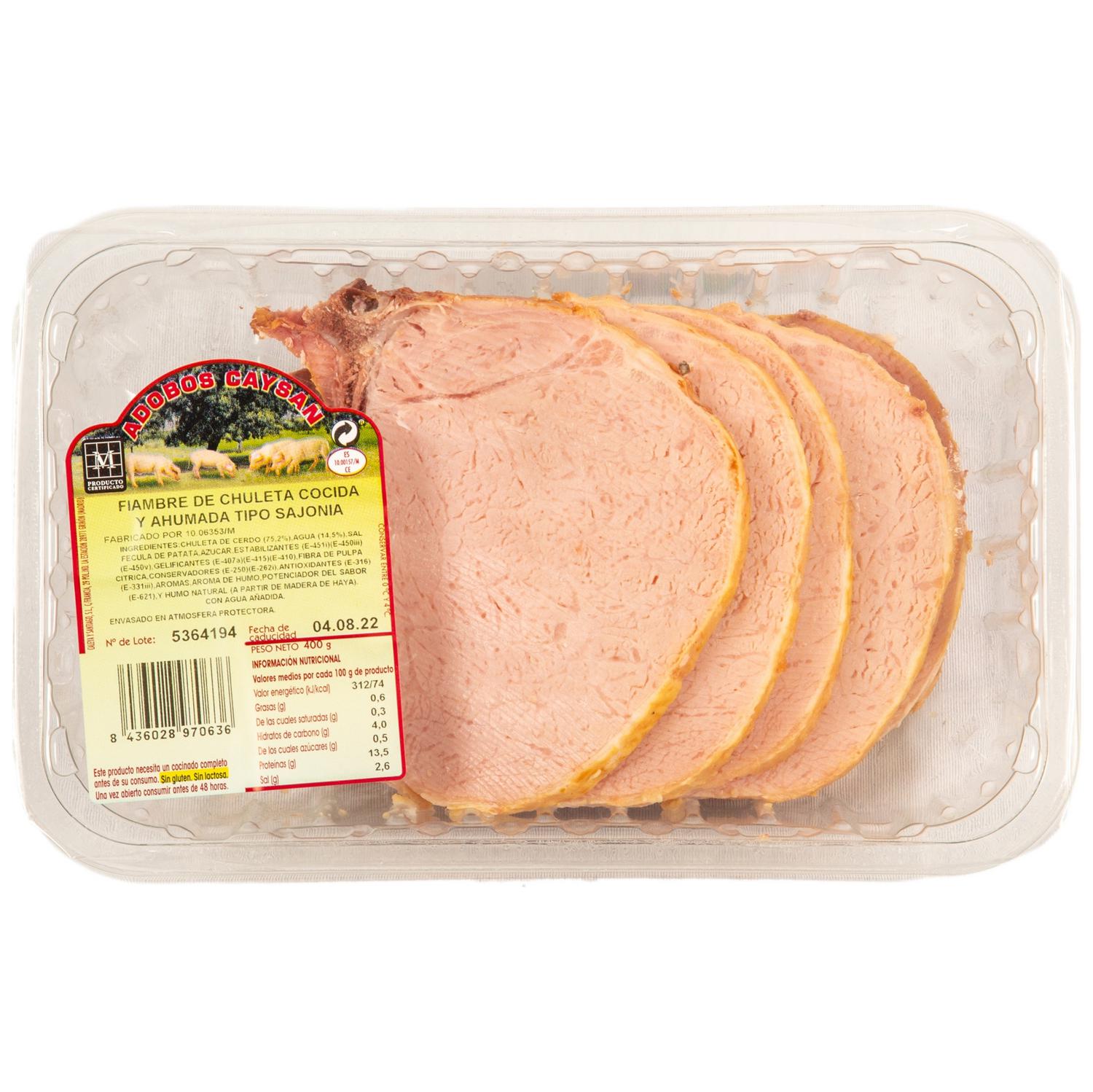 Fiambre de chuleta de cerdo cocida y ahumada tipo Sajonia Caysan 400 g aprox