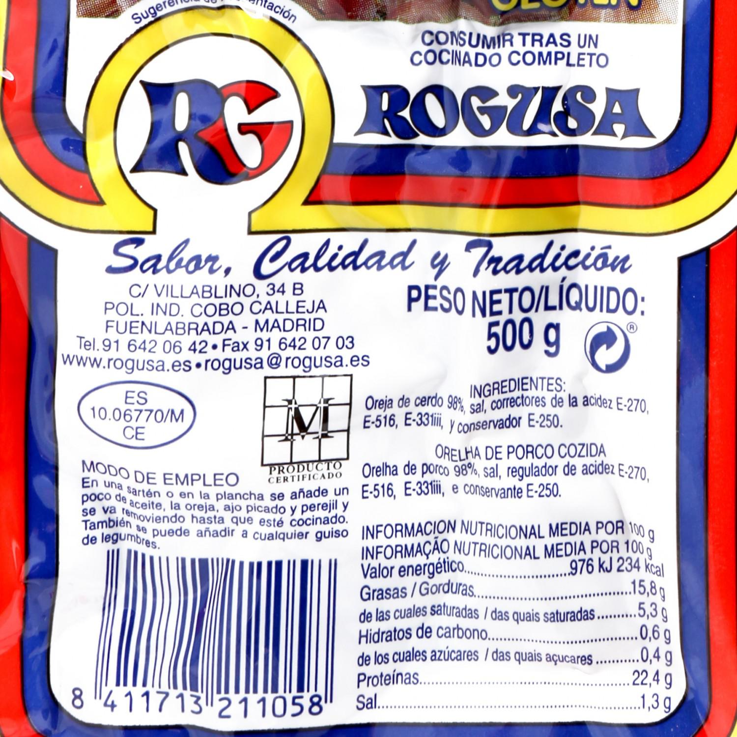Oreja de cerdo cocida Rogusa 500 g