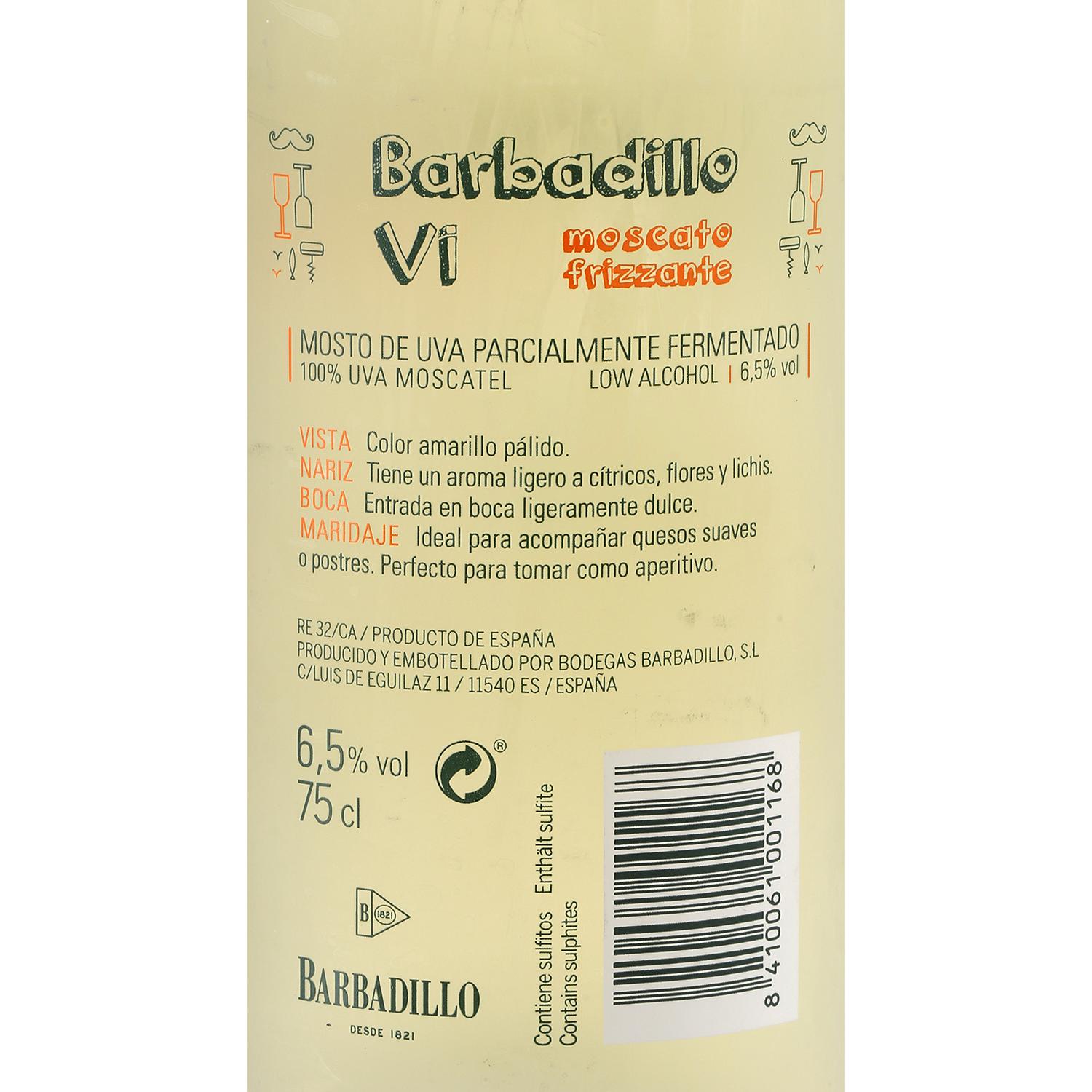 Vino blanco frizzante Moscato Barbadillo VI 75 cl.