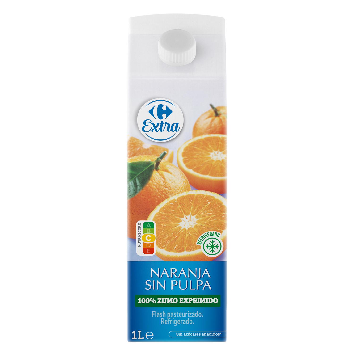 Zumo de naranja Carrefour Extra exprimido sin pulpa brik 1 l.