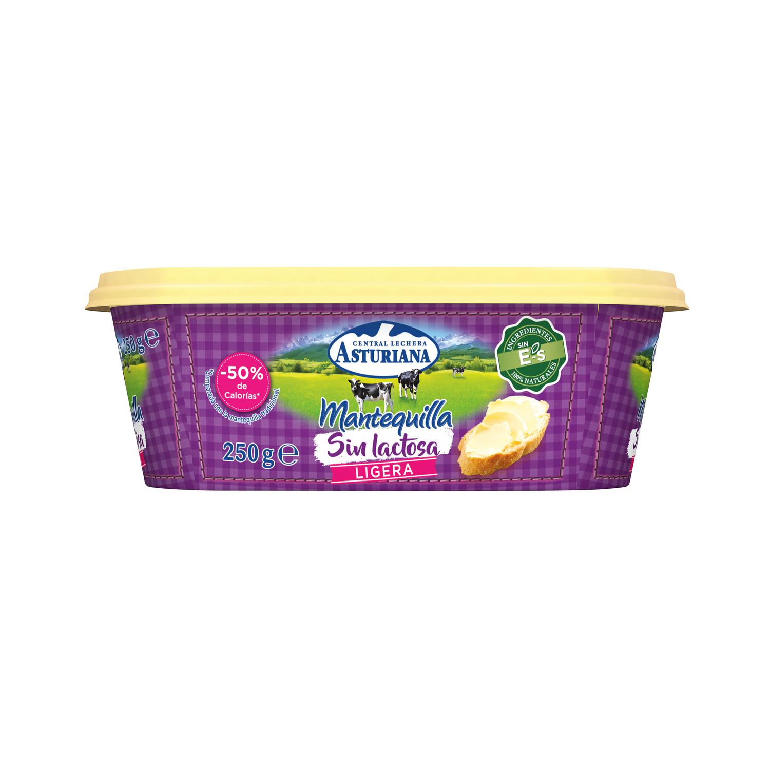 Mantequilla ligera Central Lechera Asturiana sin lactosa 250 g.