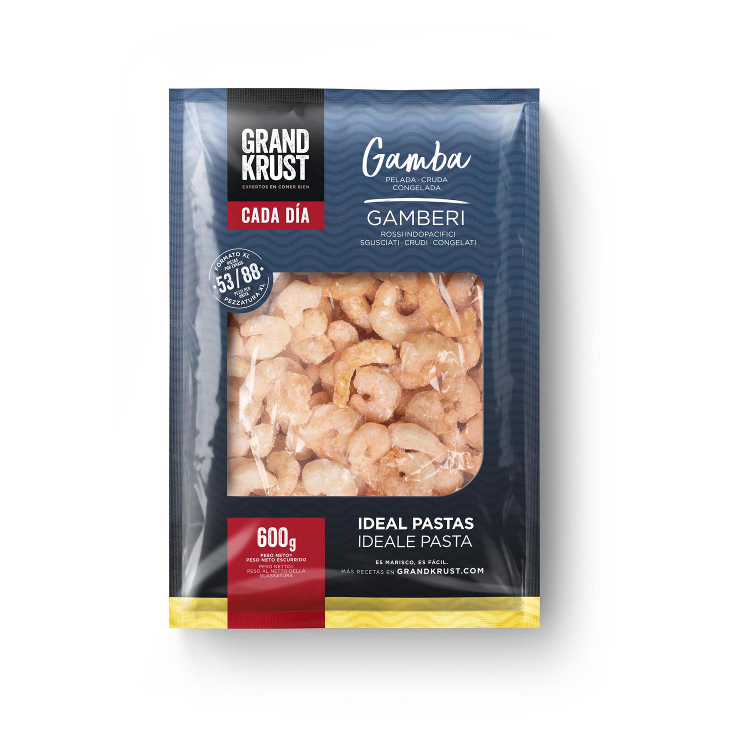 Gamba pelada salvaje cruda congelada 53/88 piezas Grand Krust 600 g.
