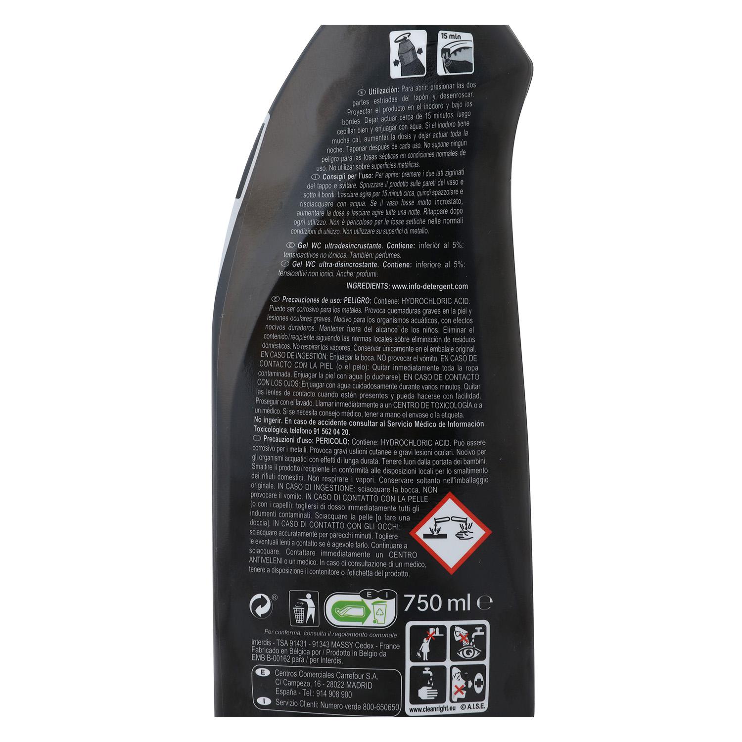 Gel WC super desincrustante Carrefour 750 ml.