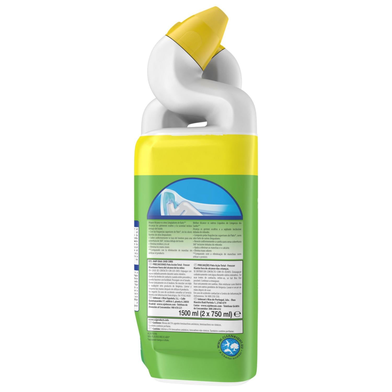 Gel WC limpieza total frescor Pato pack de 2 unidades de 750 ml.