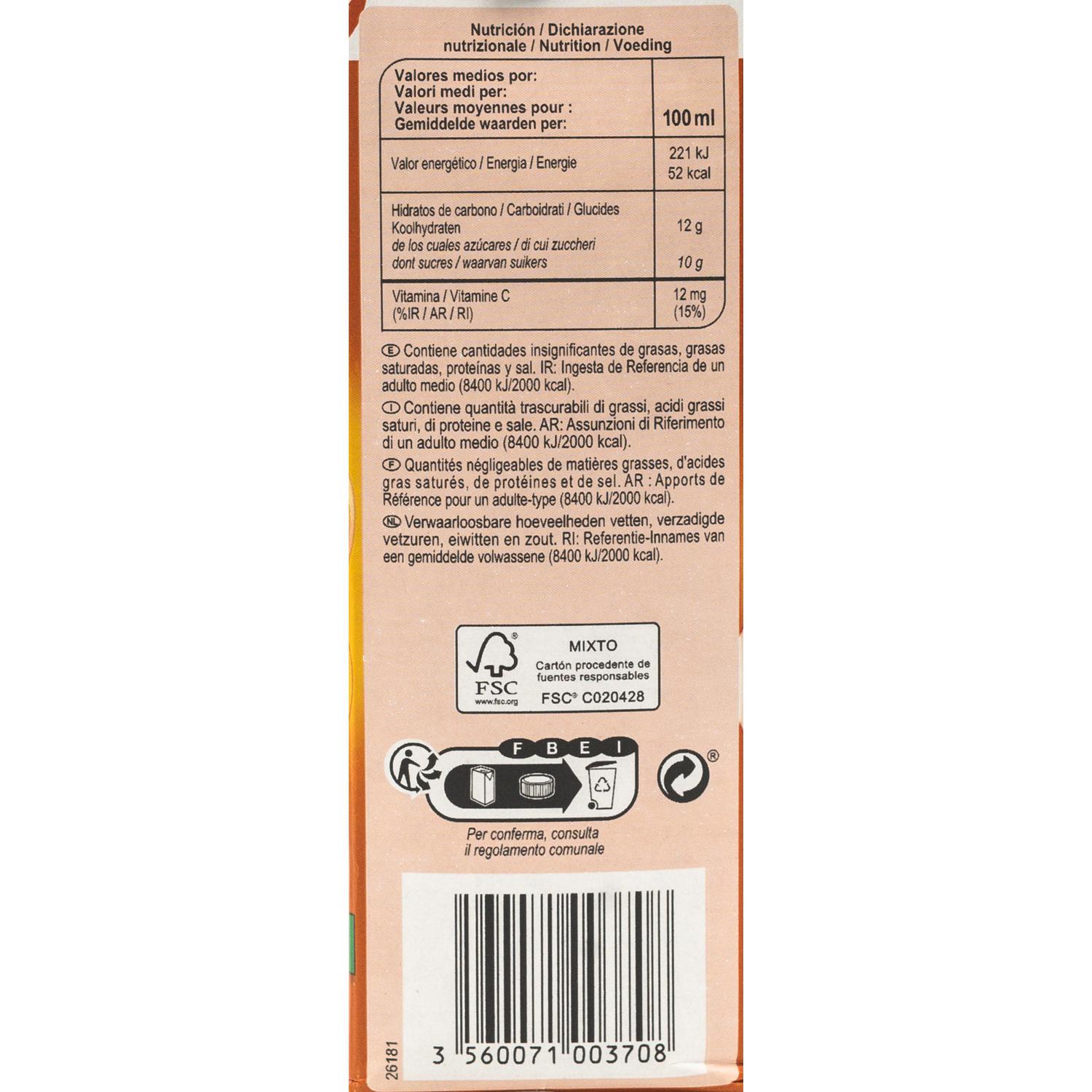 Zumo de melocotón, manzana y uva Carrefour brik 1 l.