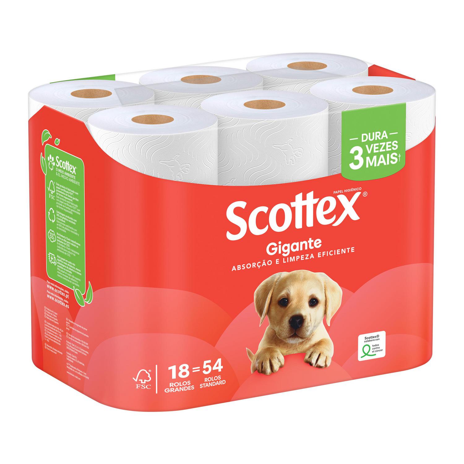 Papel higiénico Gigante Scottex 18 rollos.