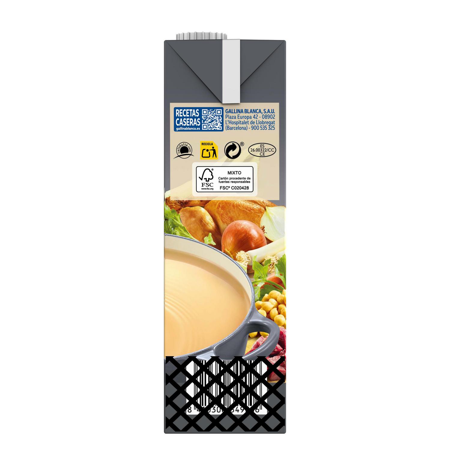 Caldo casero de cocido Gallina Blanca sin gluten pack de 2 briks de 1 l.