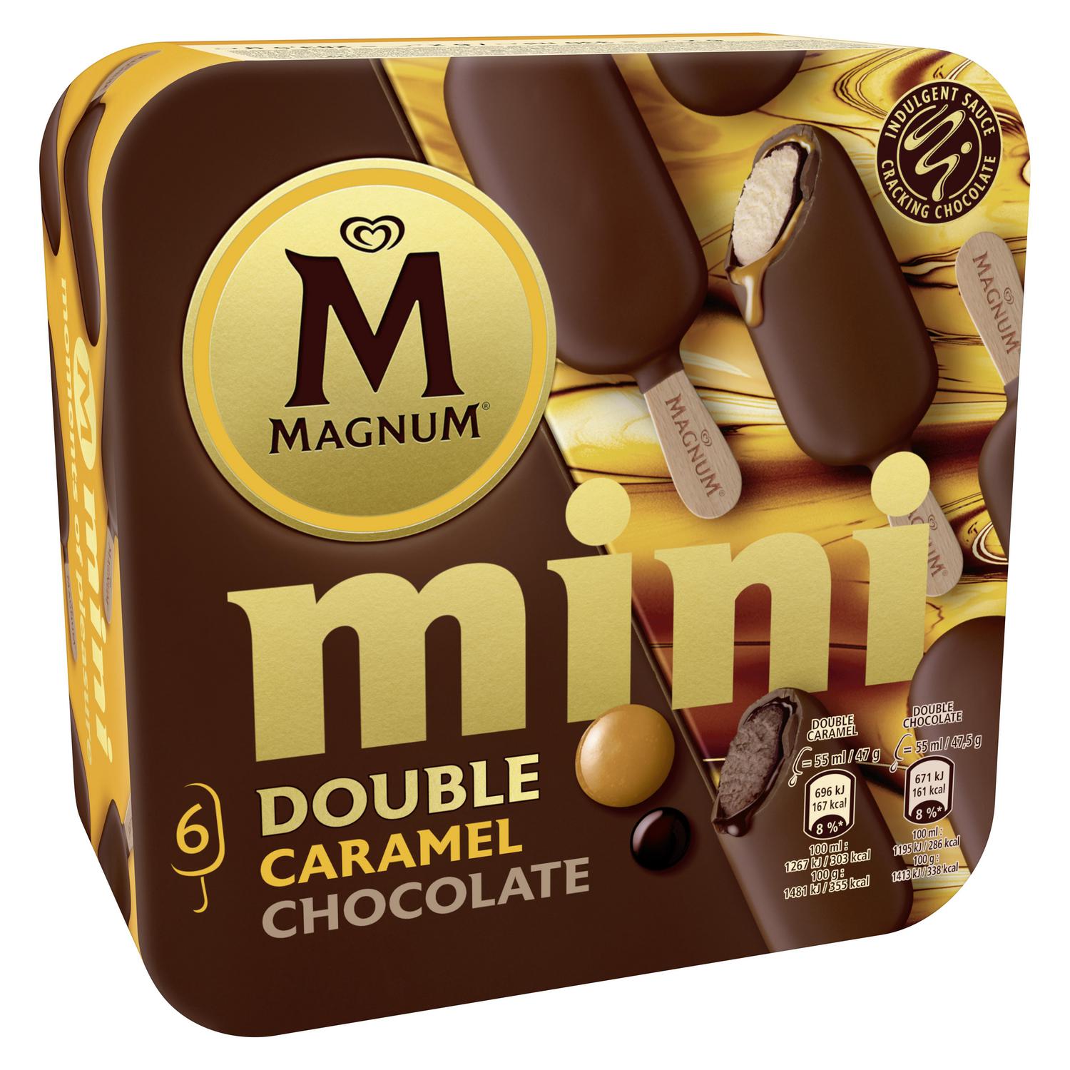 Mini bombón helado chocolate y caramelo Double Magnum 6 ud.