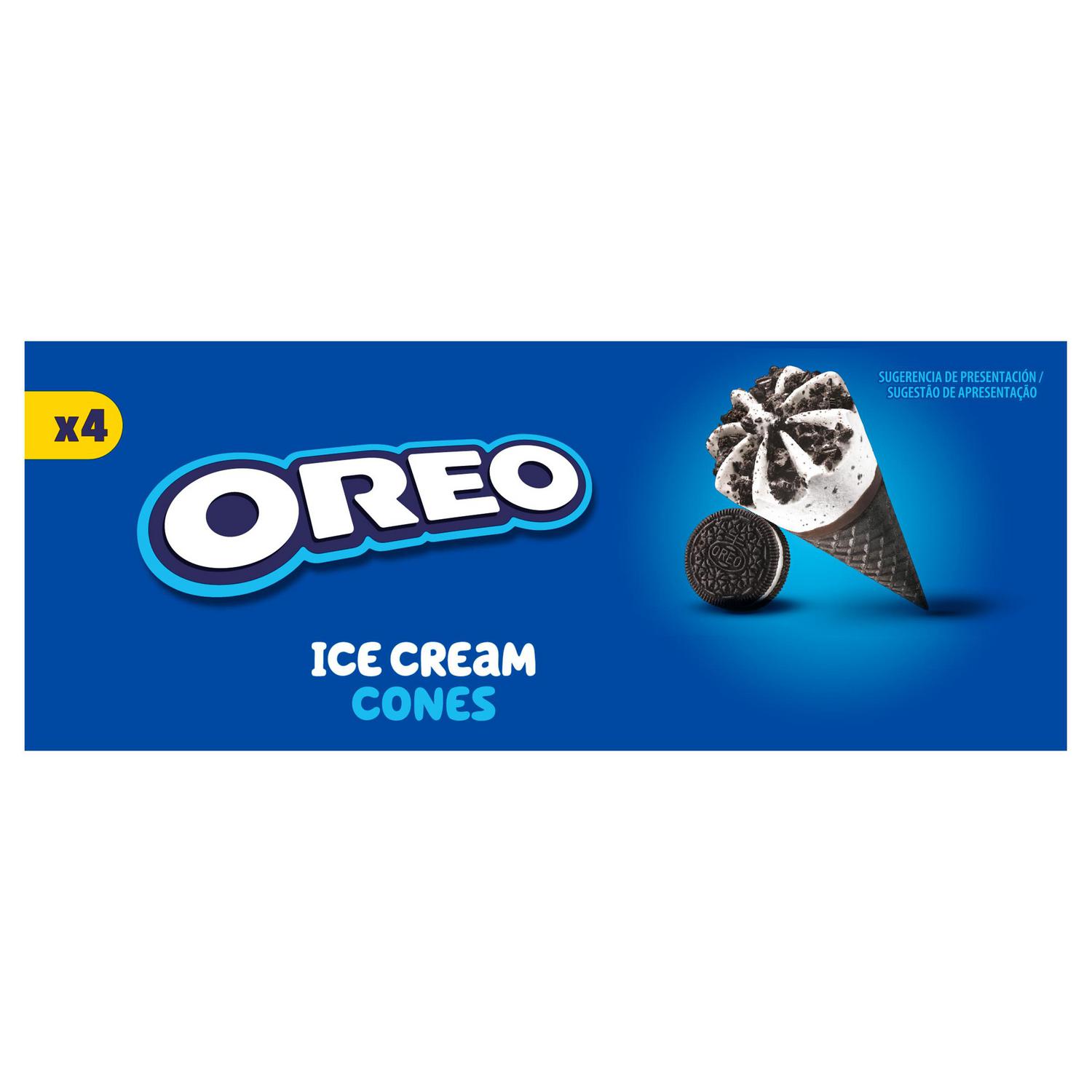 Conos con helado de nata y galleta Oreo 4 ud.