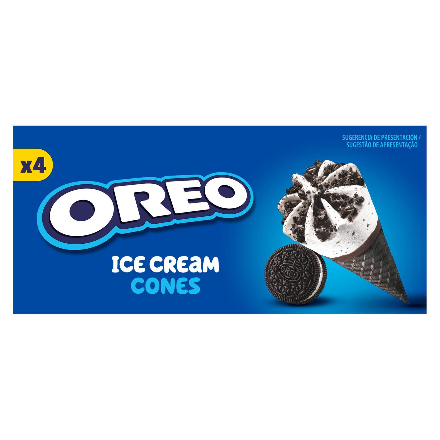 Conos con helado de nata y galleta Oreo 4 ud.