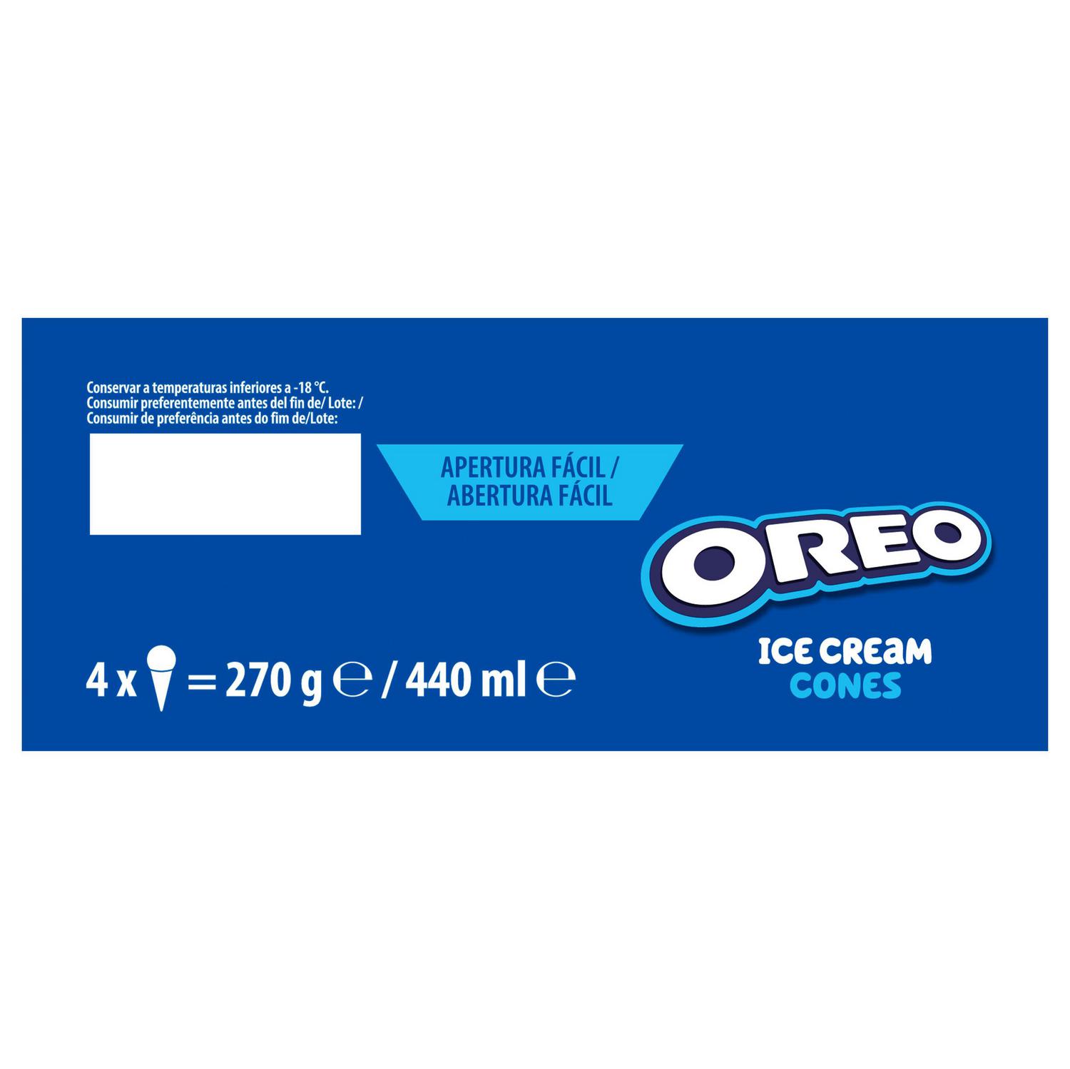 Conos con helado de nata y galleta Oreo 4 ud.
