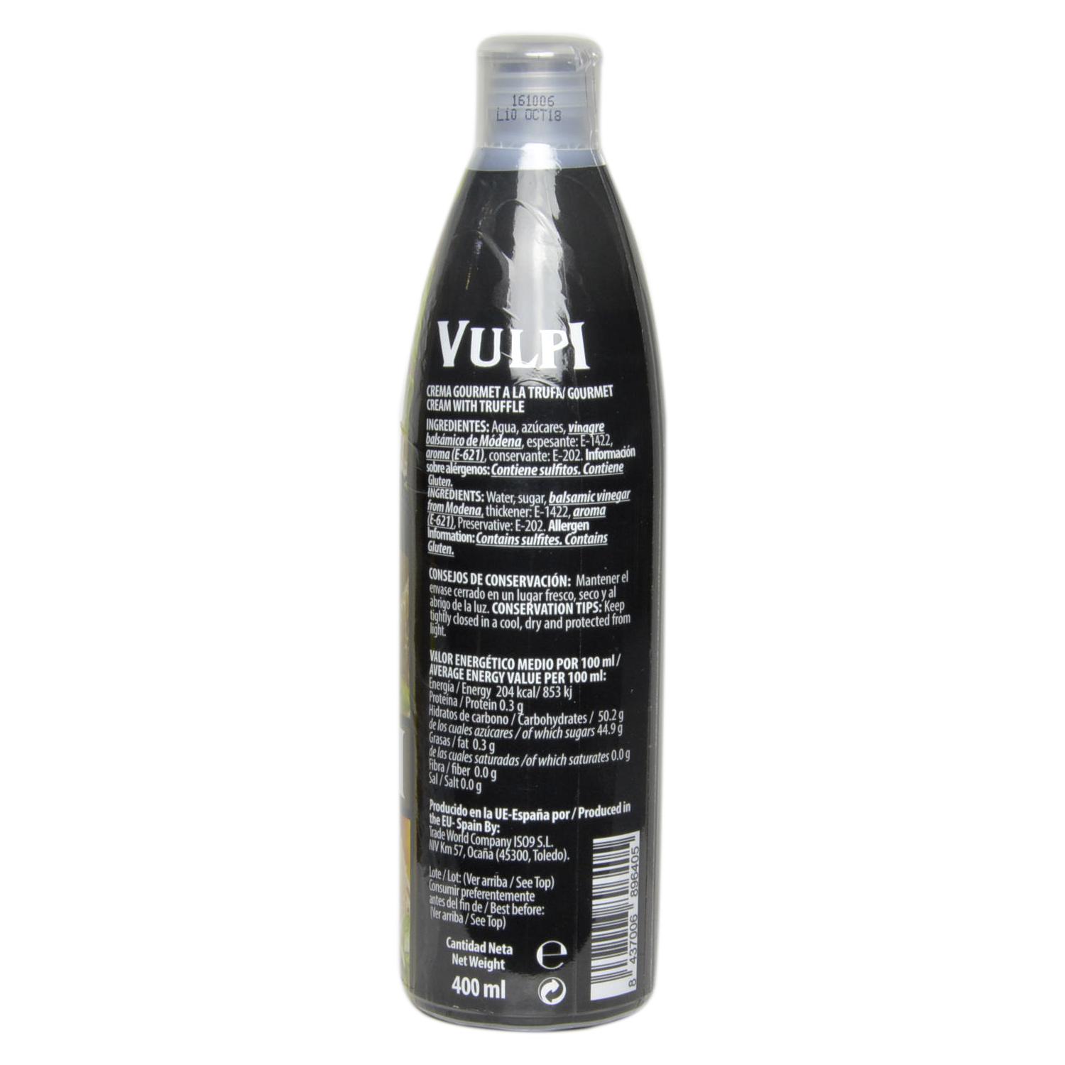 Vinagre balsámico gourmet de trufa Vulpi 400 ml.
