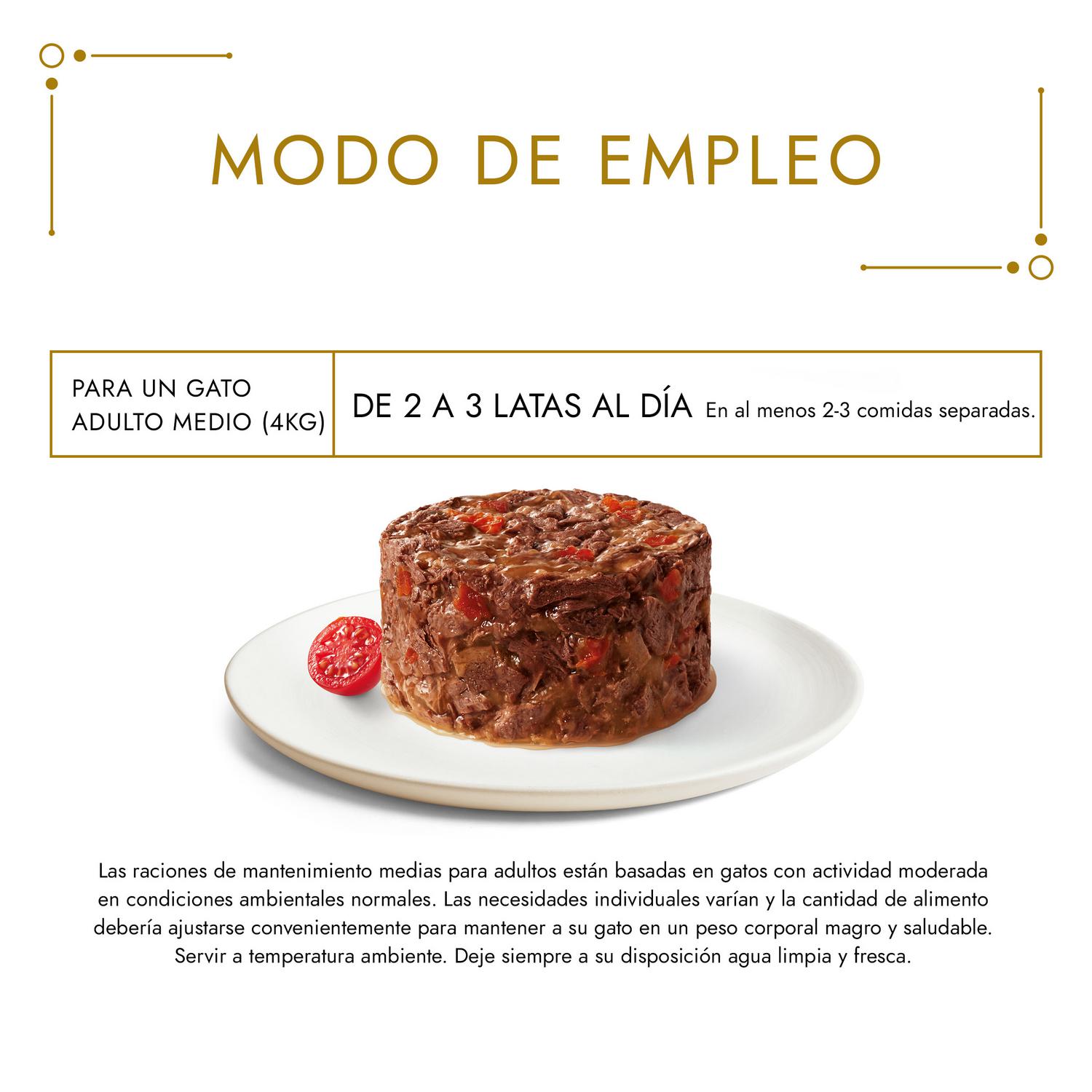 Comida húmeda tartalette buey y tomate para gato adulto Purina Gourmet Gold  85 g.