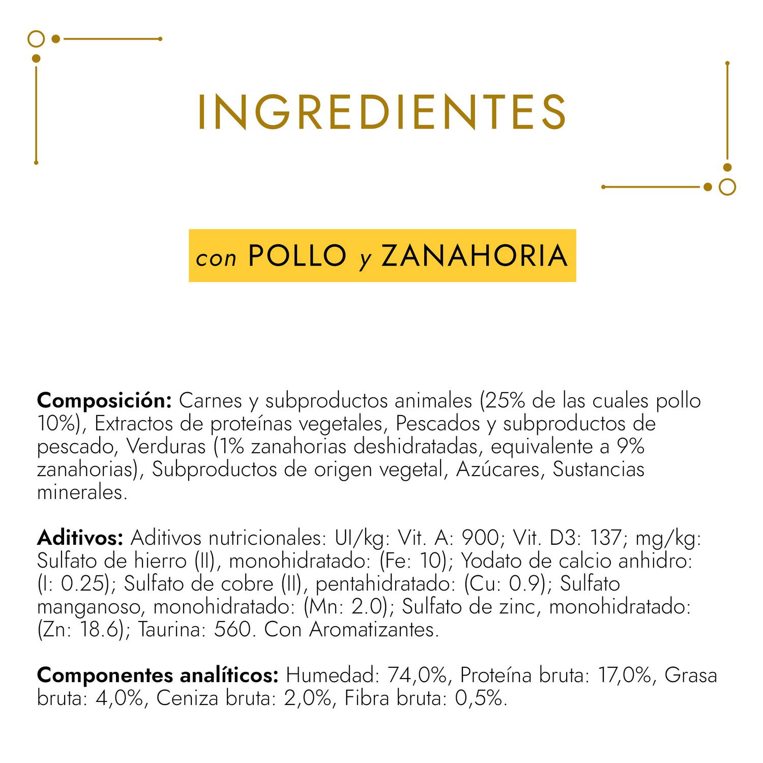 Comida húmeda tartalette pollo y zanahoria para gato adulto Purina Gourmet Gold  85 g.