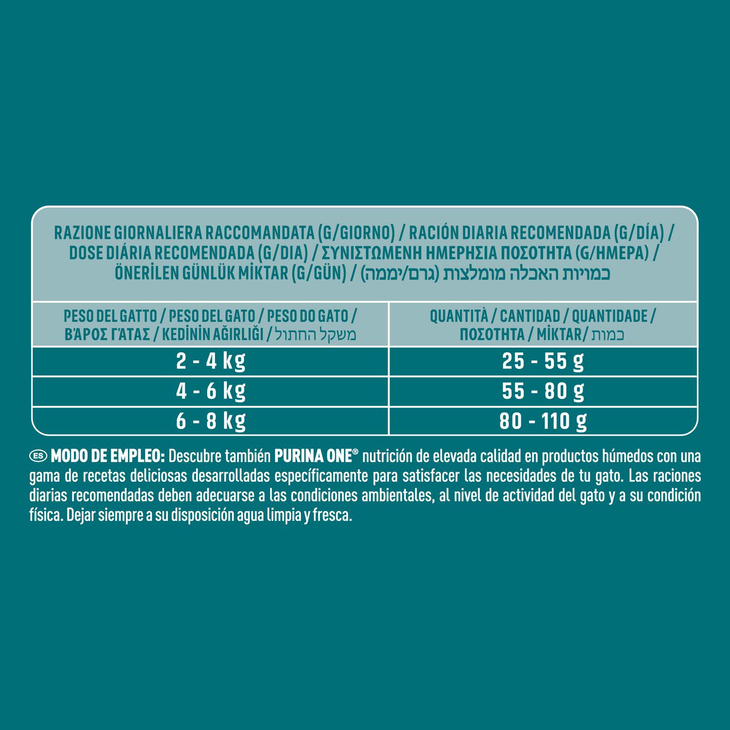 Pienso de pavo para gato interior bifensis Purina One 1,5 kg