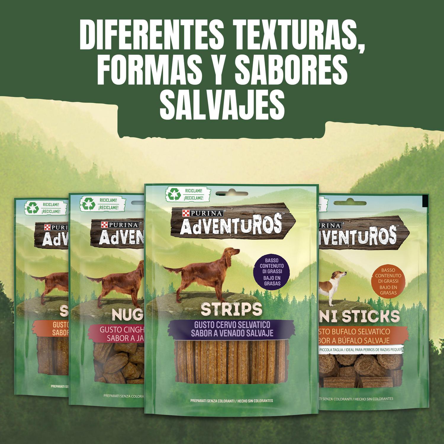 Snack para perros sabor búfalo Purina Adventuros Sticks 120 g