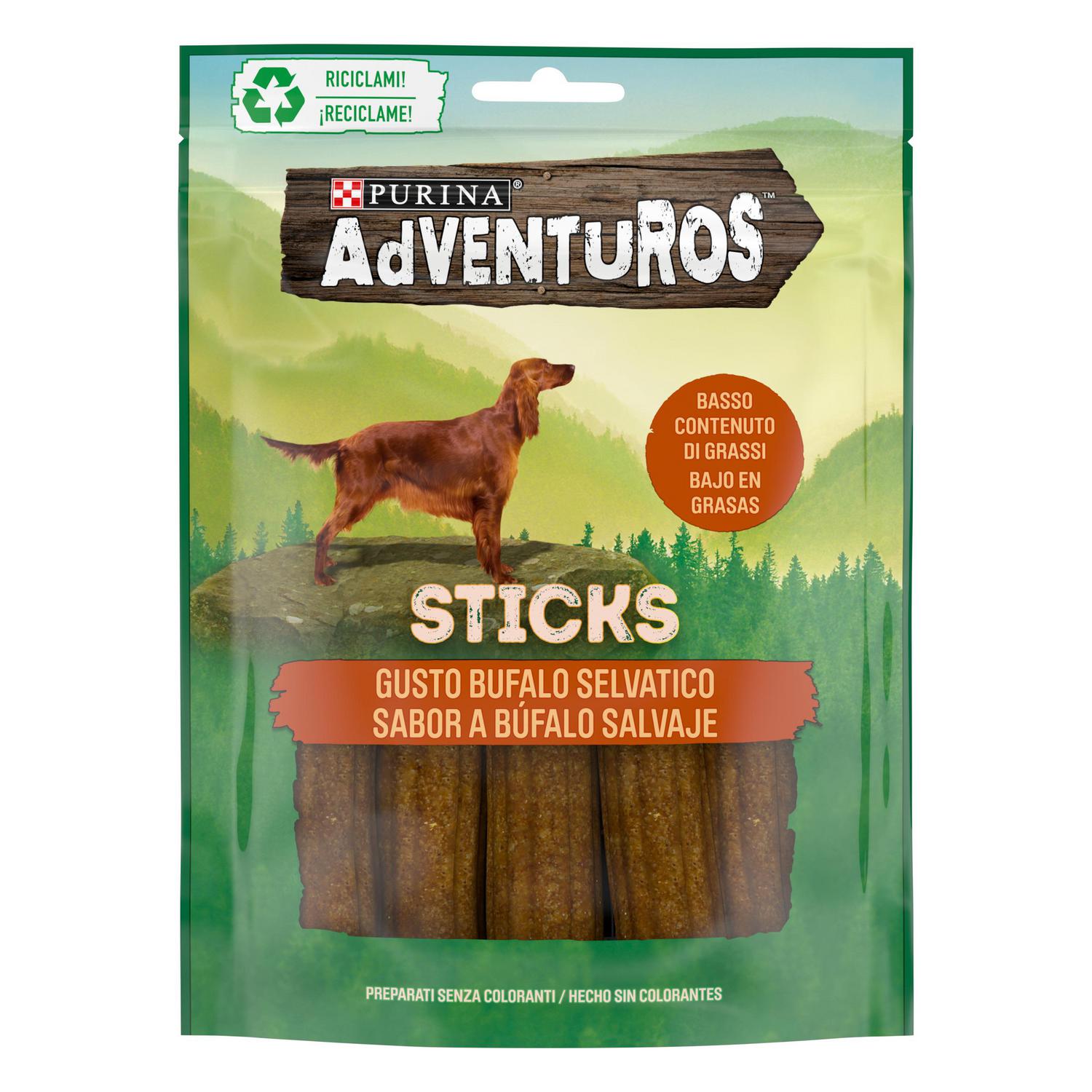 Snack para perros sabor búfalo Purina Adventuros Sticks 120 g
