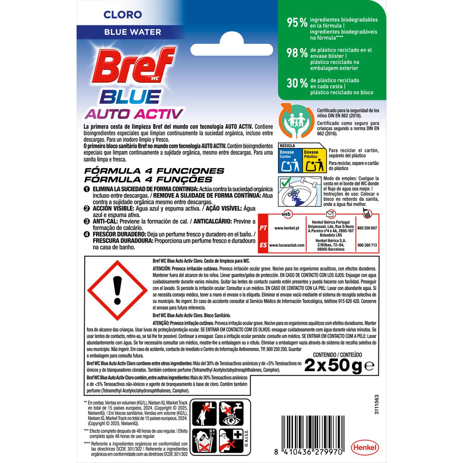 Colgador WC blue activ+ hygiene Bref 2 ud.