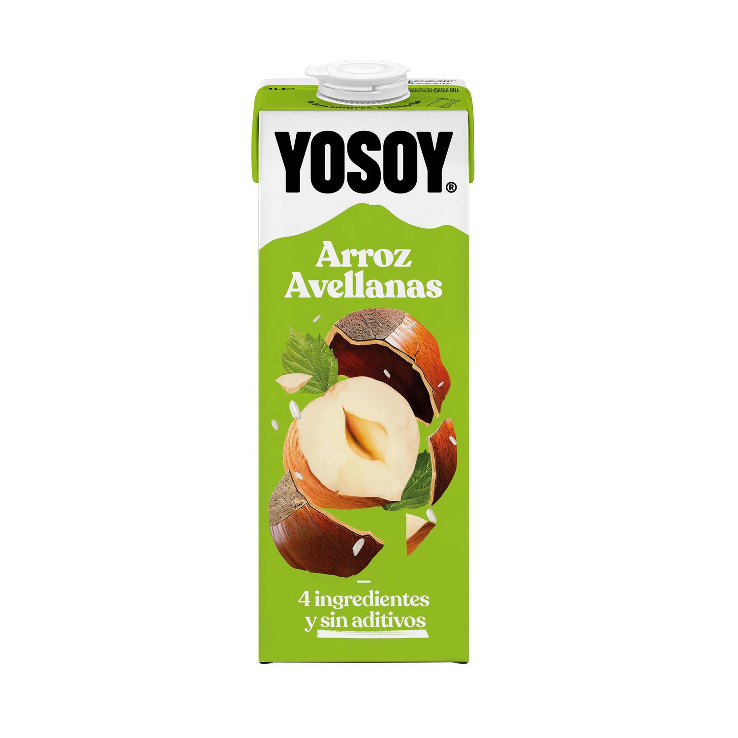 Bebida de arroz con avellanas YoSoy sin gluten y sin azúcar añadido brik 1 l.