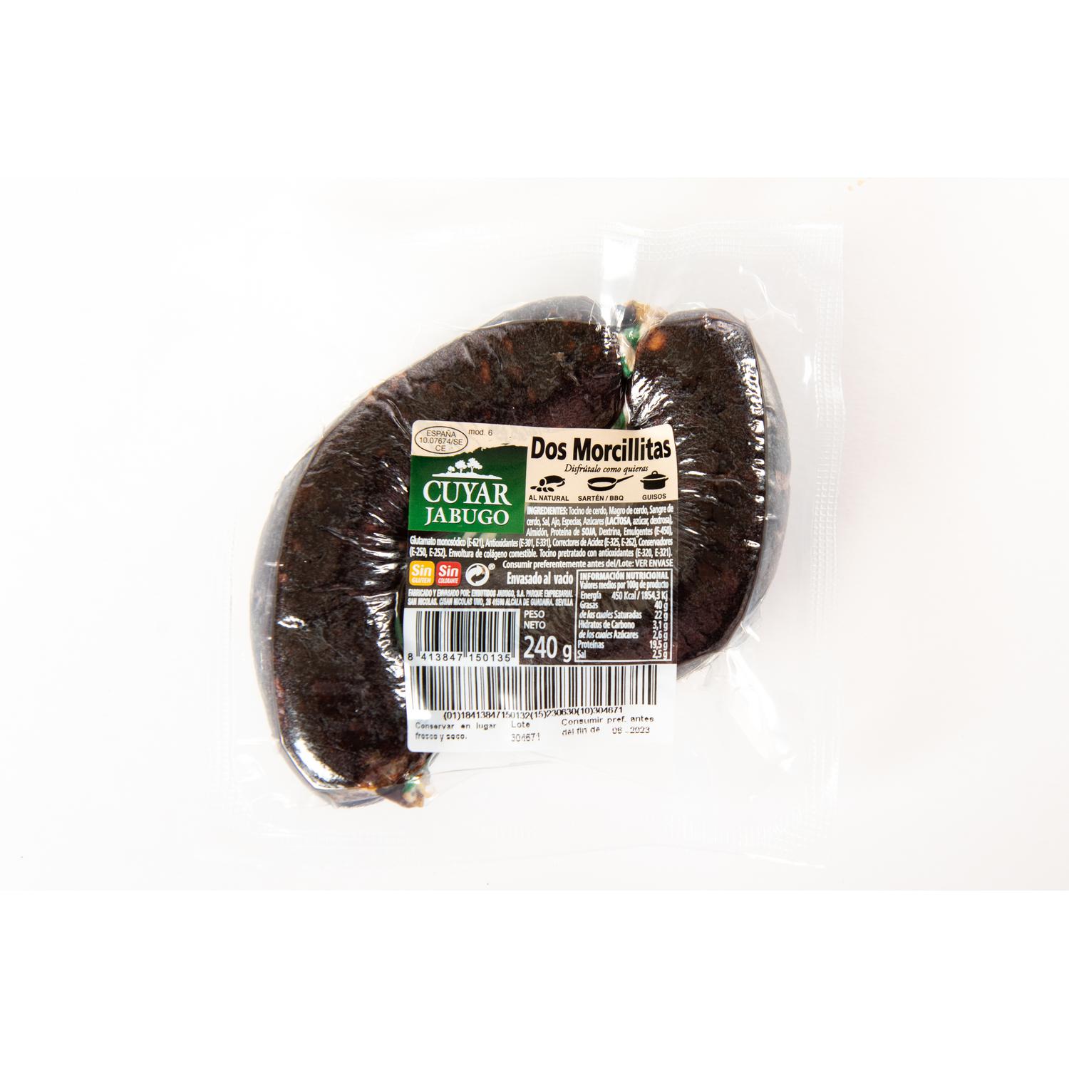 Morcillita Ibérica Embutidos Jabugo Cuyar sin gluten pack de 2 unidades de 120 g
