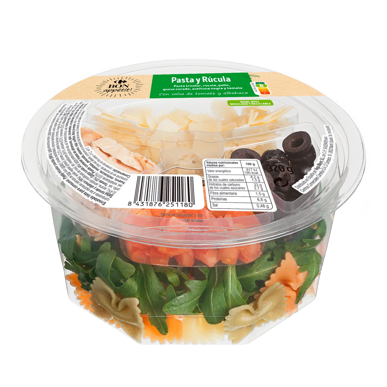 Ensalada pasta y rúcula Carrefour 320 g