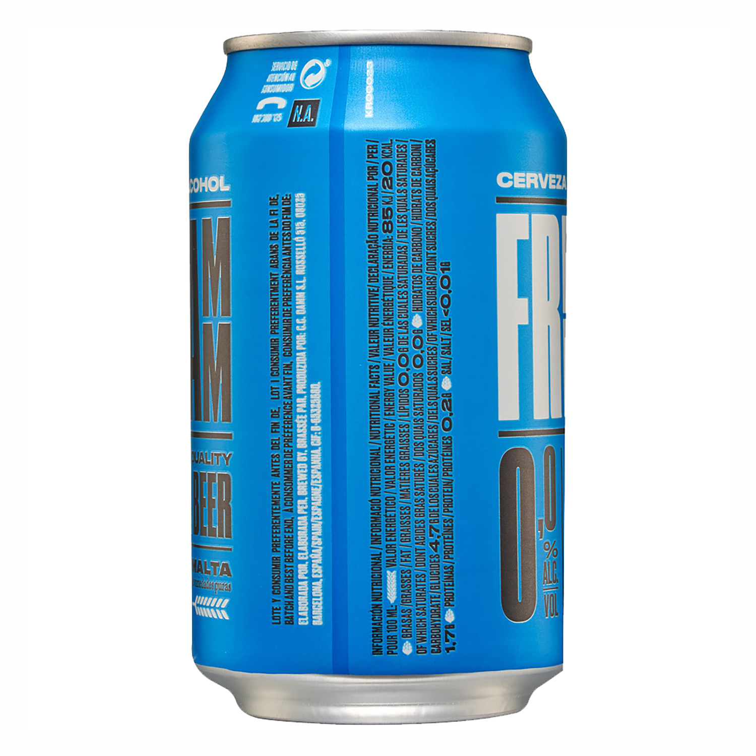 Cerveza Free Damm Lager 0,0 sin alcohol lata 33 cl. Free Damm ...