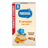 Papilla infantil desde 6 meses 8 cereales con miel Nestlé 950 g.