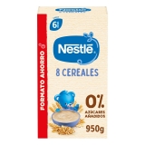 Papilla infantil desde 6 meses 8 cereales sin azúcar añadido Nestlé 950 g.