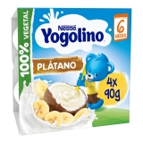 Postre de plátano desde 6 meses Nestlé Yogolino sin gluten sin lactosa aceite de palma pack de 4 unidades de 90 g.