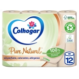 Papel higiénico fibras naturales Colhogar Pure Natural 12 rollos