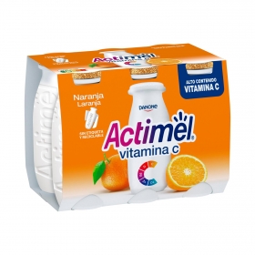 Yogur L.Casei líquido de naranja Vit C Actimel pack de 6 unidades de 100 g.