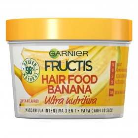 Mascarilla capilar 3 en 1 Hair Food banana ultra-nutritiva para cabello seco Garnier-Fructis 390 ml.