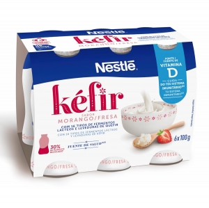Kéfir sabor fresa Nestlé sin gluten pack de 6 unidades de 100 g.