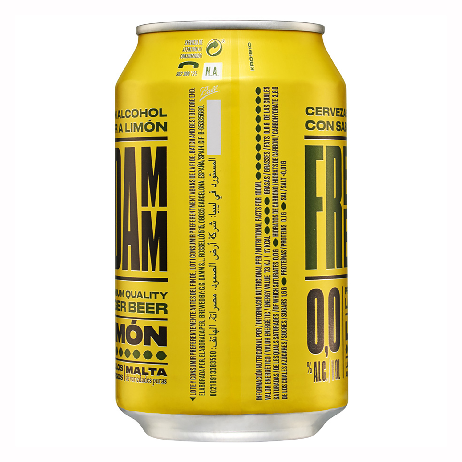 Cerveza Free Damm Lager 0,0 sin alcohol con limón lata 33 cl. Free Damm ...