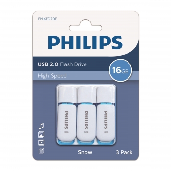 Pack de 3 Memorias USB Philips Snow Edition 16GB