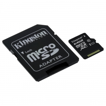 Tarjeta de Memoria Kingston Micro SD 64GB con Adaptador