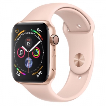 Apple Watch Series 4 GPS 44 mm aluminio en oro correa deportiva rosa arena