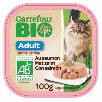 Tarrina de salmón para gatos Carrefour Bio 100 g.