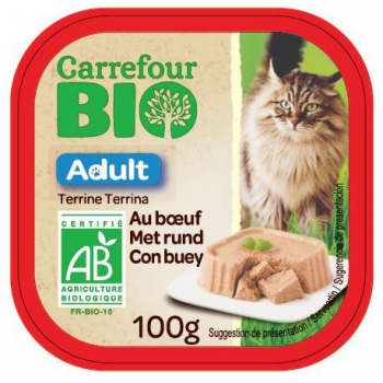 Tarrina de buey para gatos Carrefour Bio 100g.