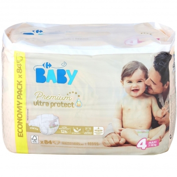 Pañales Premium Carrefour Baby Ultra Protect Talla 4 (7-18 kg) 84 ud.
