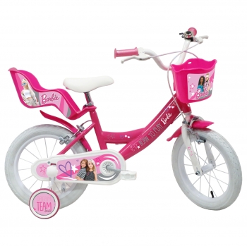 Bicicleta Infantil Barbie 14" Porta Muñeca y Cesta