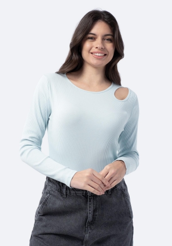 Camiseta de manga larga con detalle en el hombro de Mujer TEX